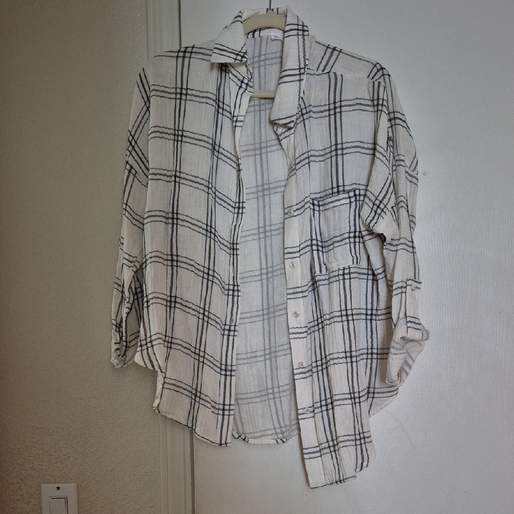 White and Black Plaid Shirt